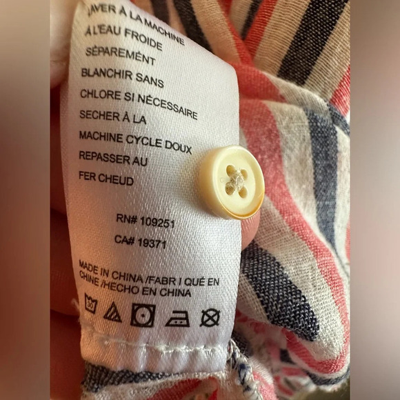 ISABELLA SINCLAIR Anthropologie S Boho Coast LINEN Candy Stripe Hankie Hem CLEAN - Picture 4 of 11